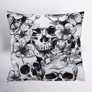 Pillow Cover Skulls Zipper Closure Large Black White Square 17.7 X 17.7 …